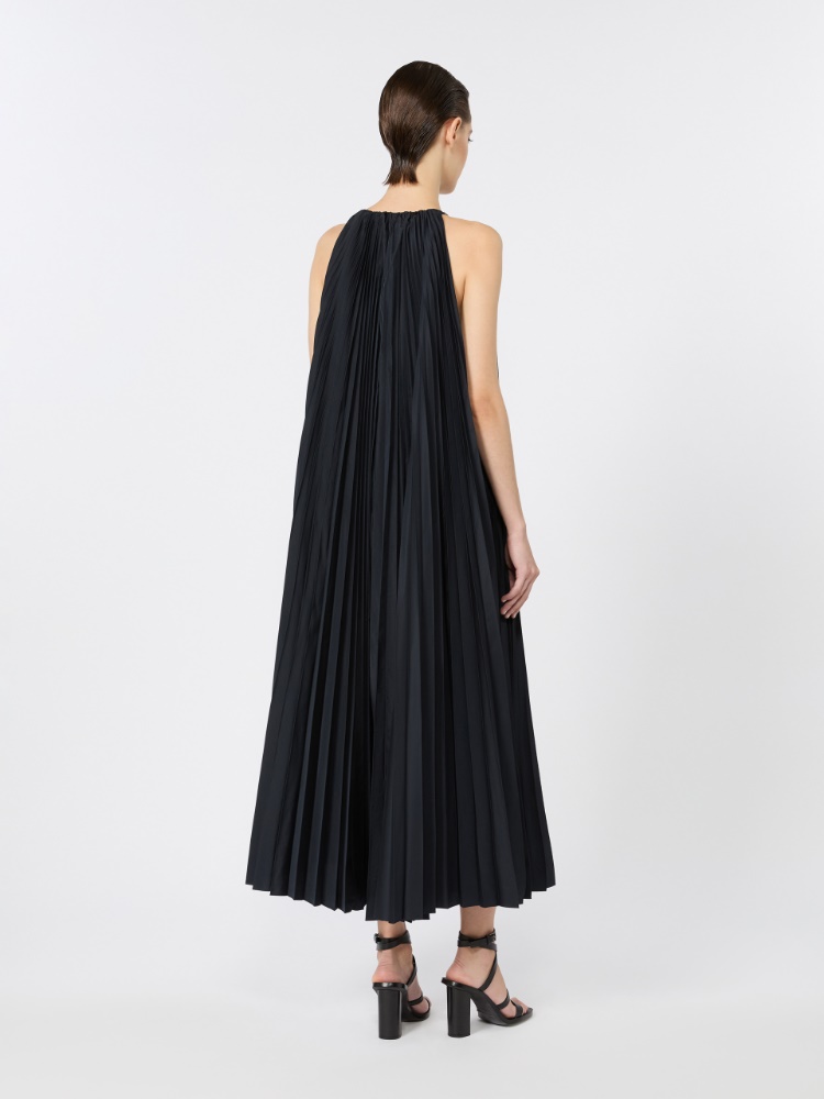 Sleeveless plissé-pleated taffeta dress - ULTRAMARINE - 3