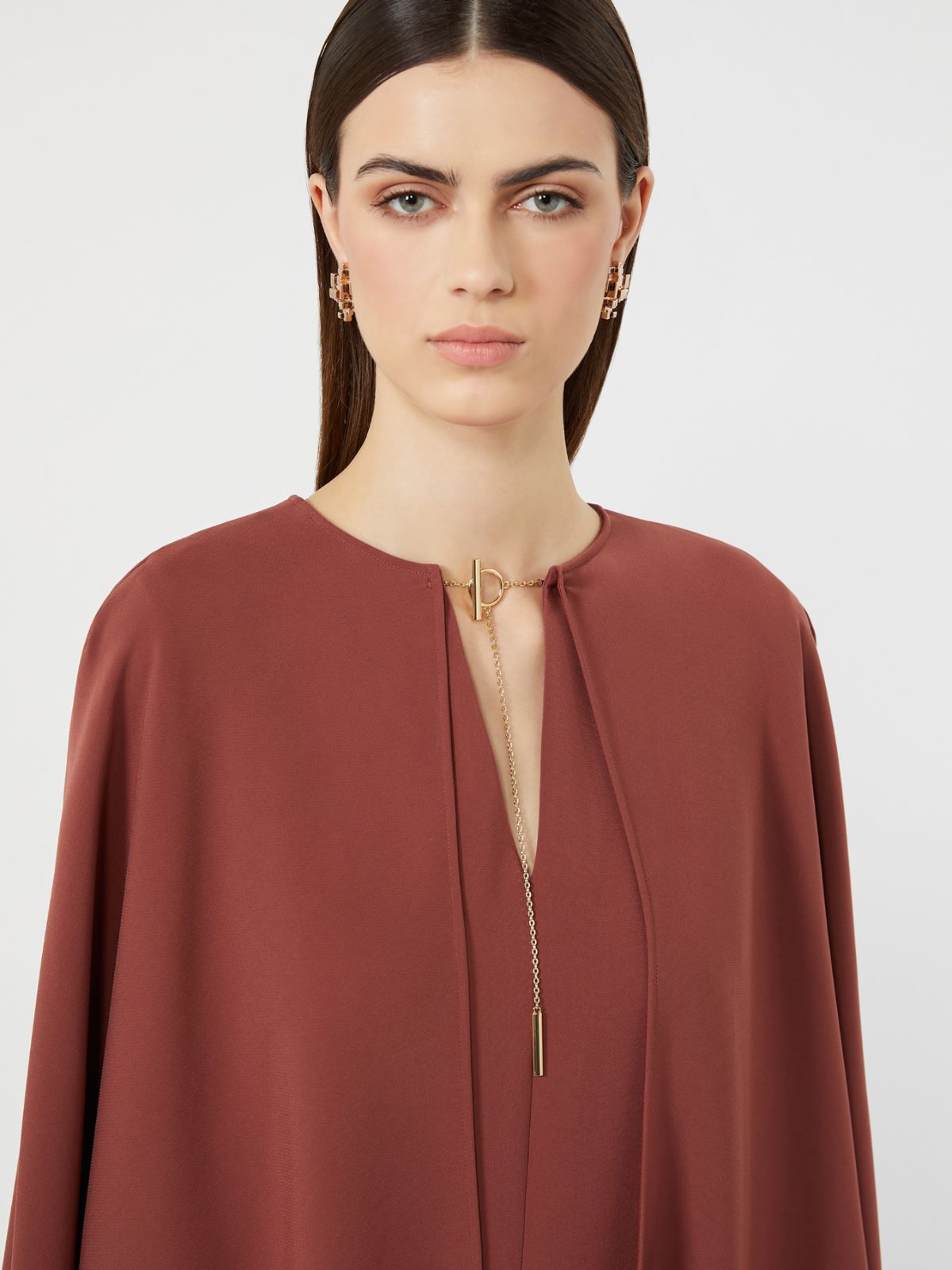 Robe courte effet cape en cady - VIEUX ROSE - Max Mara - 4