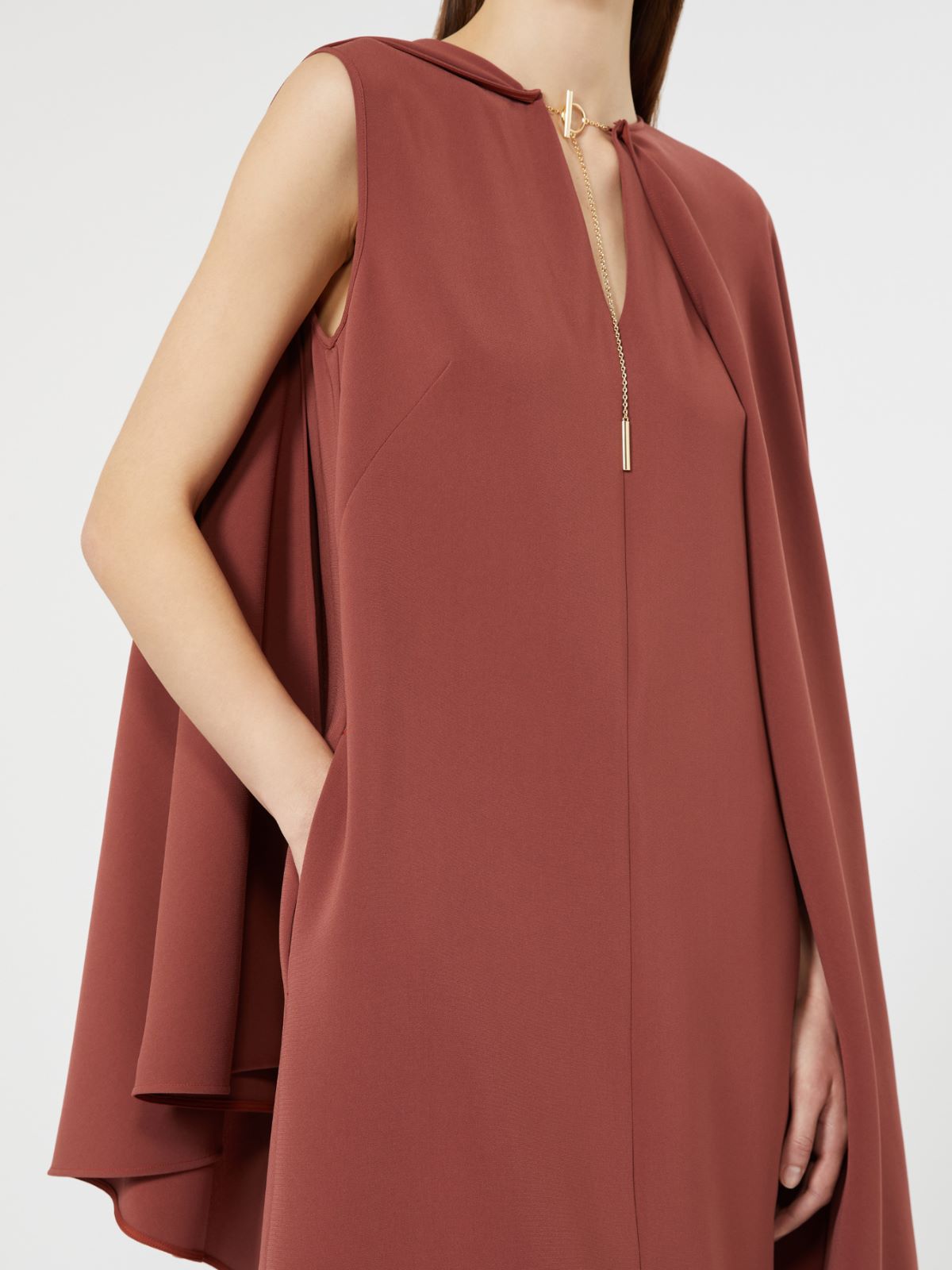 Robe courte effet cape en cady - VIEUX ROSE - Max Mara - 5