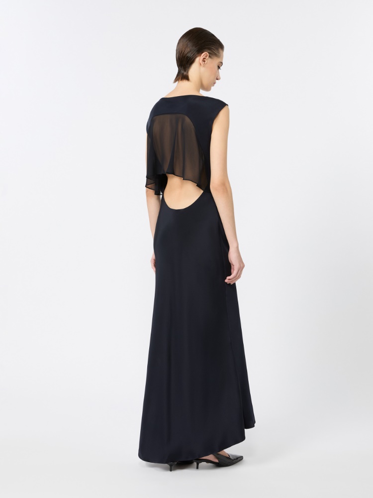 Slim-fit silk crepe de chine dress - ULTRAMARINE - 3