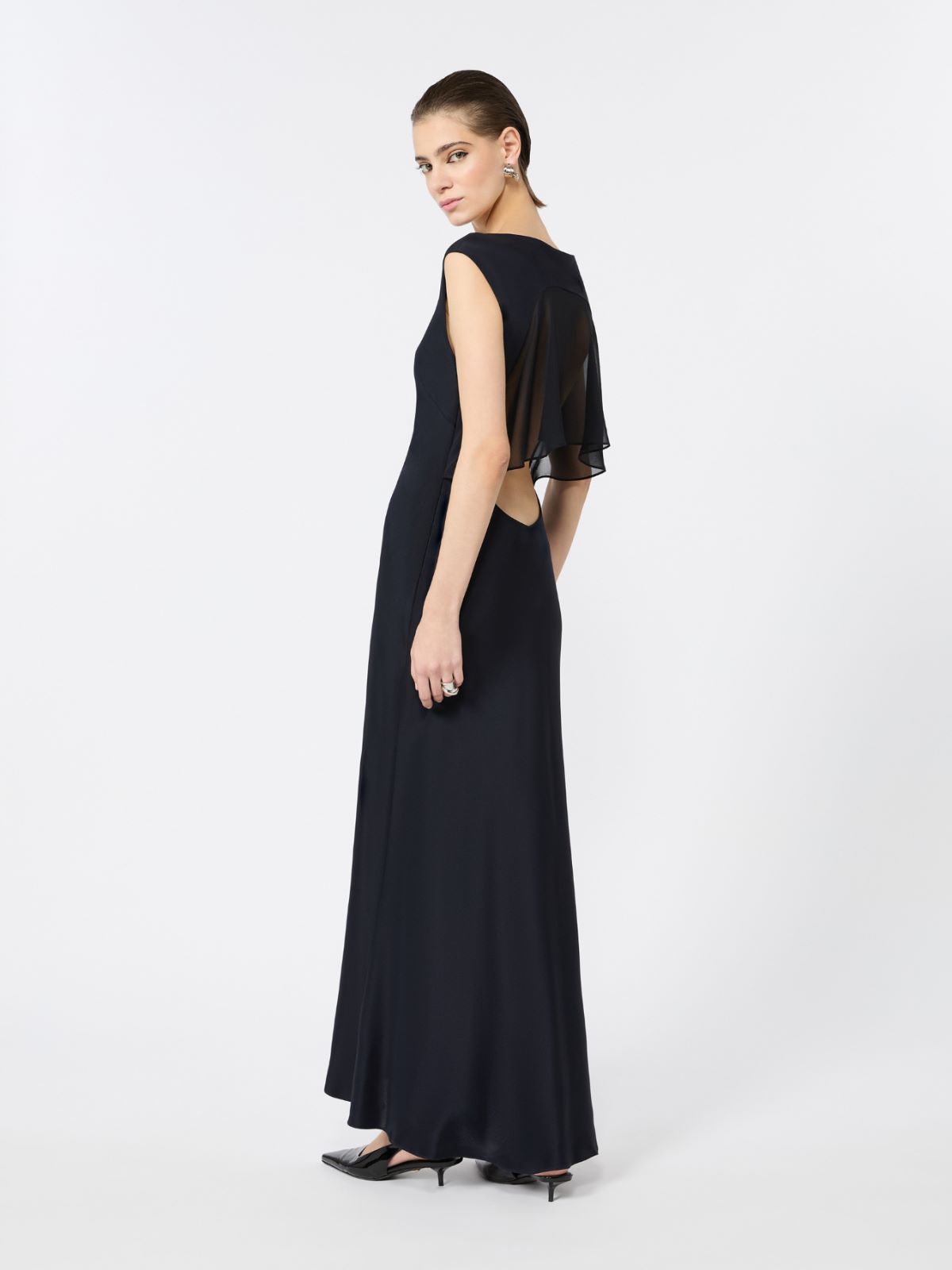 Slim-fit silk crepe de chine dress - ULTRAMARINE