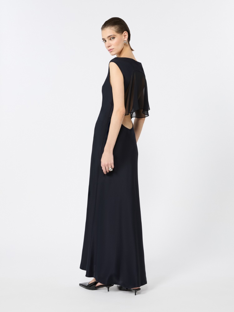 Slim-fit silk crepe de chine dress - ULTRAMARINE