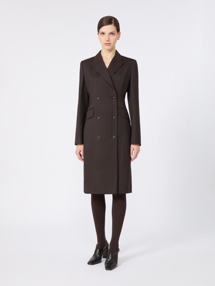 Mottled woollen cloth coat dress - DARK BROWN - Max Mara - 2
