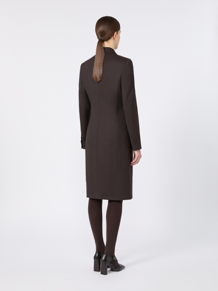 Mottled woollen cloth coat dress - DARK BROWN - Max Mara - 3