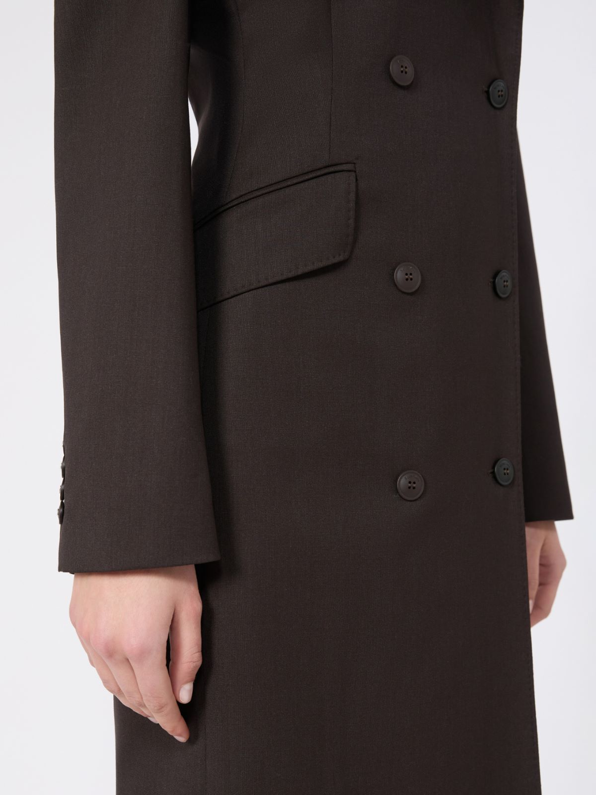 Mottled woollen cloth coat dress - DARK BROWN - Max Mara - 5