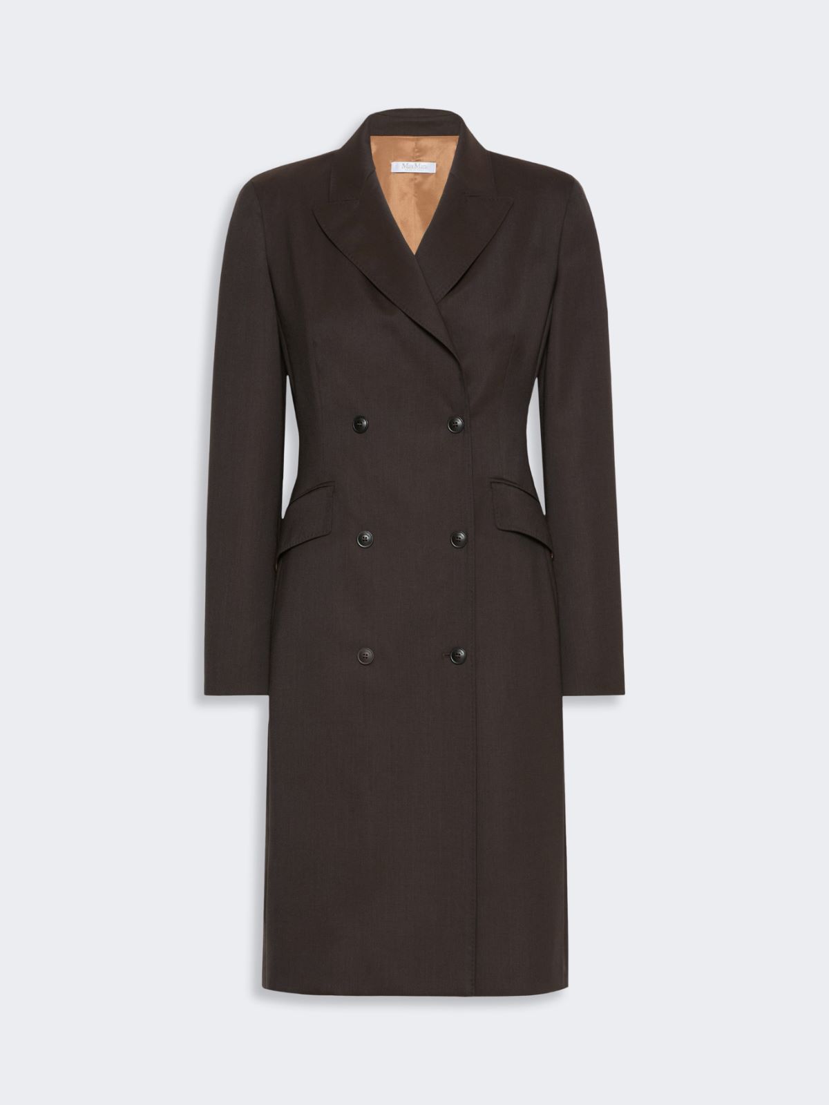 Mottled woollen cloth coat dress - DARK BROWN - Max Mara - 6