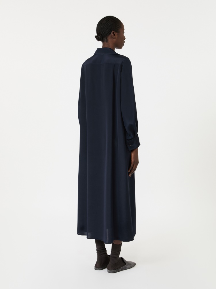 Silk crepe de chine polo dress - ULTRAMARINE - 3