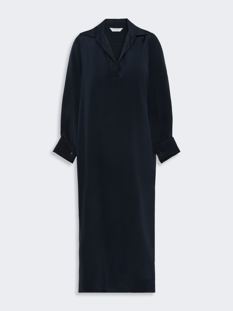 Silk crepe de chine polo dress - ULTRAMARINE