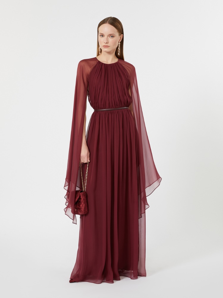 Silk chiffon dress - BORDEAUX