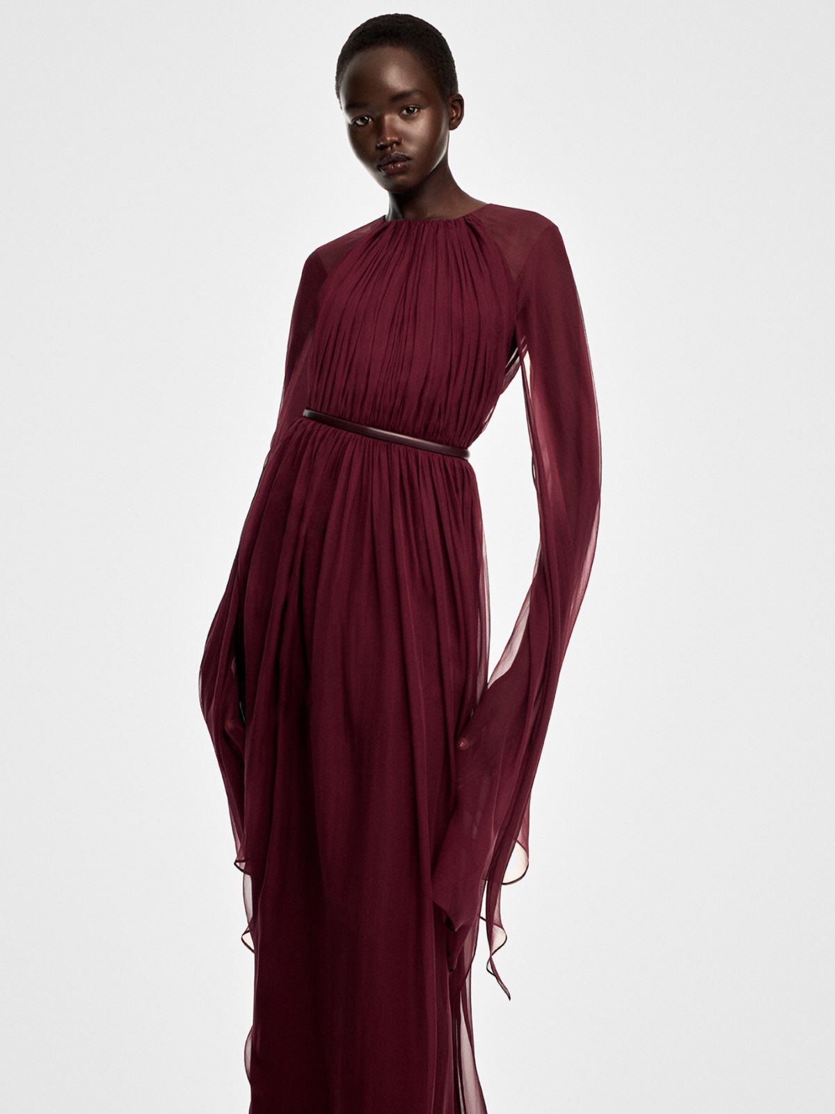 Silk chiffon dress - BORDEAUX
