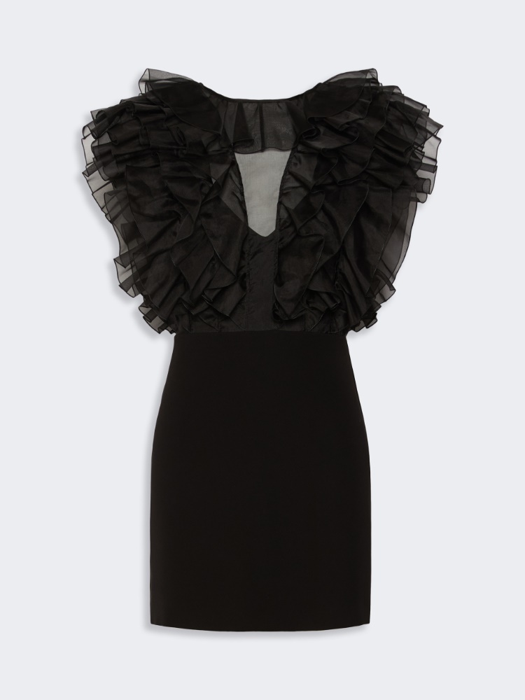 Short silk and cady dress - BLACK