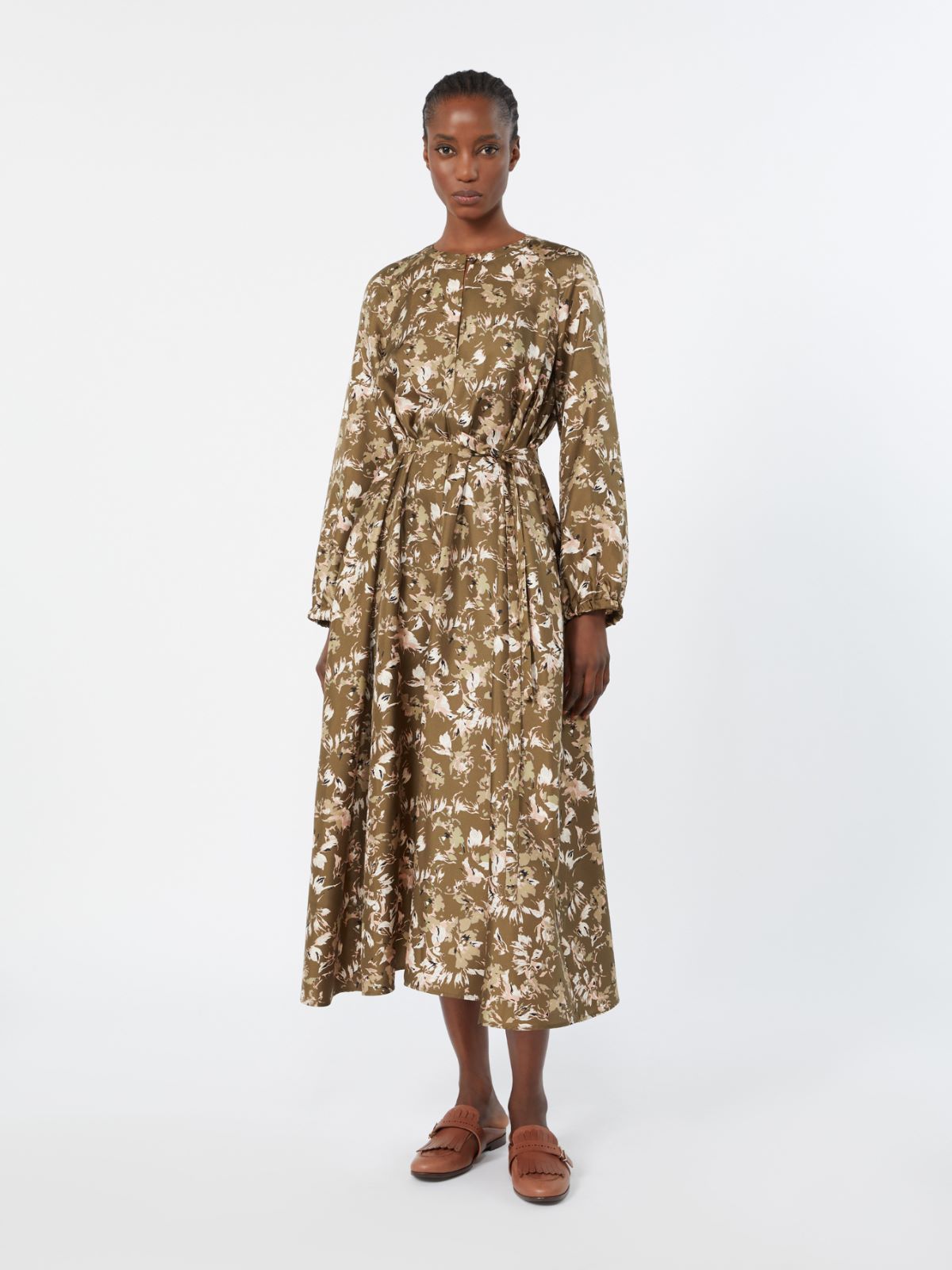 Printed silk twill dress - KAKI - Max Mara - 2