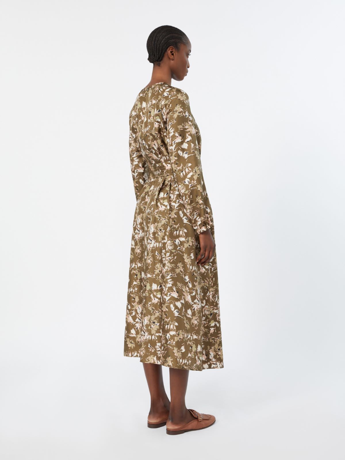 Printed silk twill dress - KAKI - Max Mara - 3