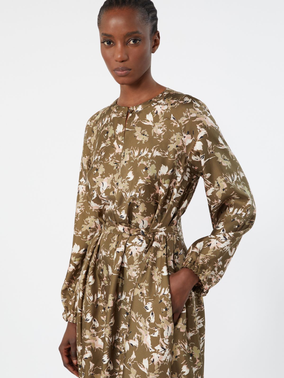 Printed silk twill dress - KAKI - Max Mara - 4