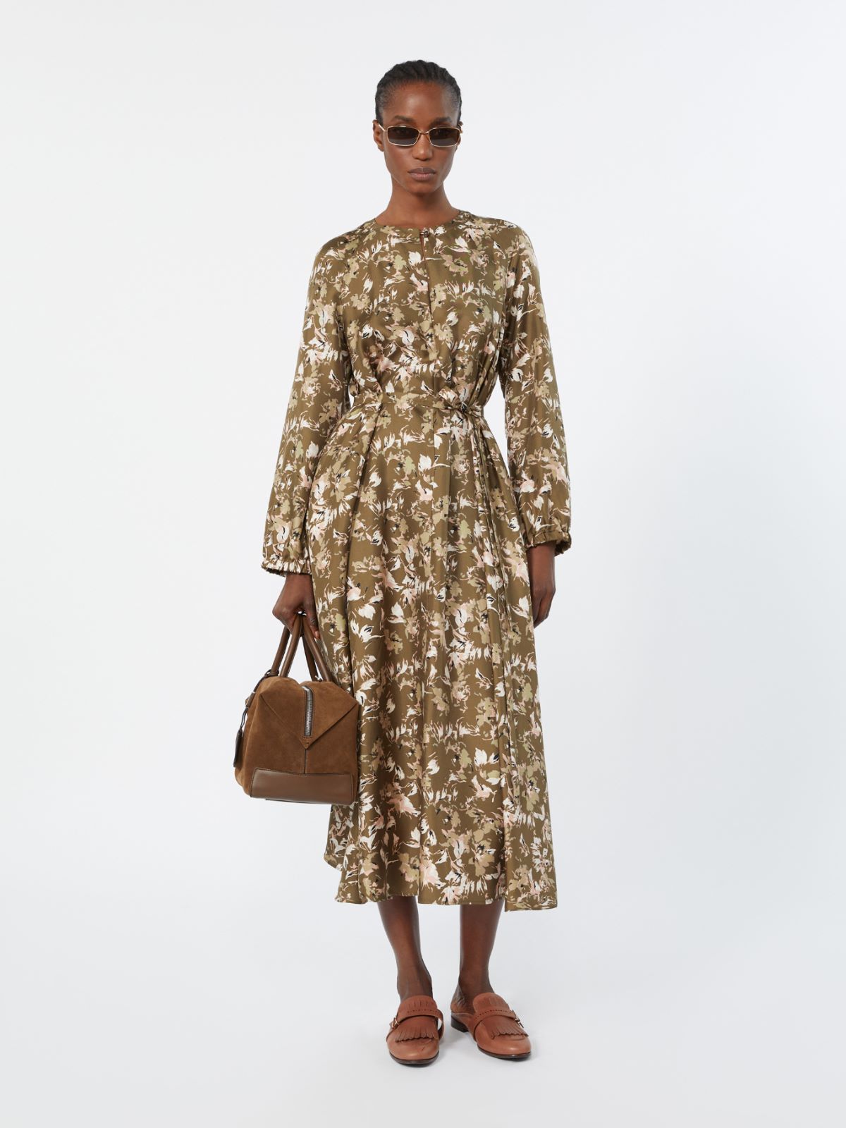 Printed silk twill dress - KAKI - Max Mara