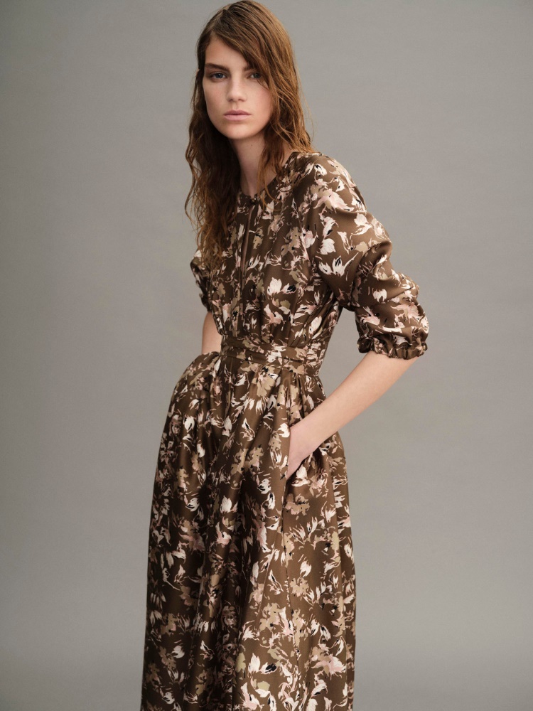 Printed silk twill dress + KAKI - Max Mara
