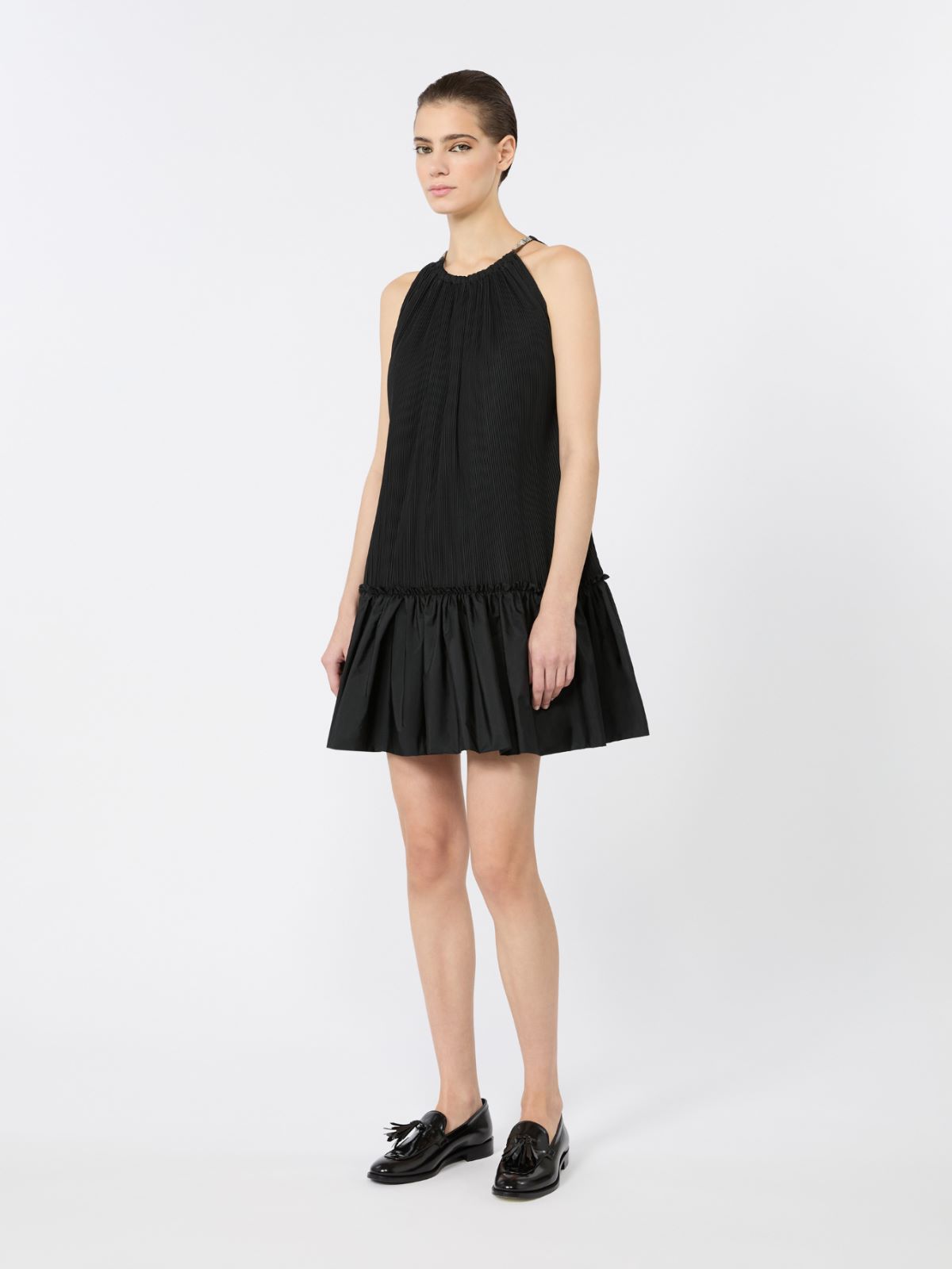 Short sleeveless dress in pleated taffeta - BLACK - Max Mara - 2