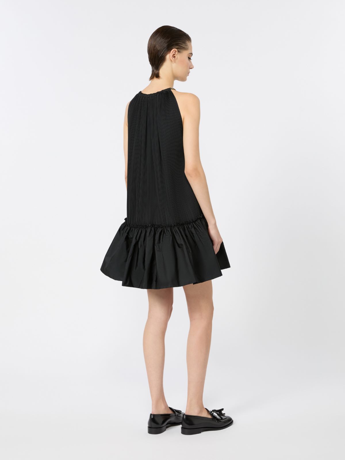 Short sleeveless dress in pleated taffeta - BLACK - Max Mara - 3