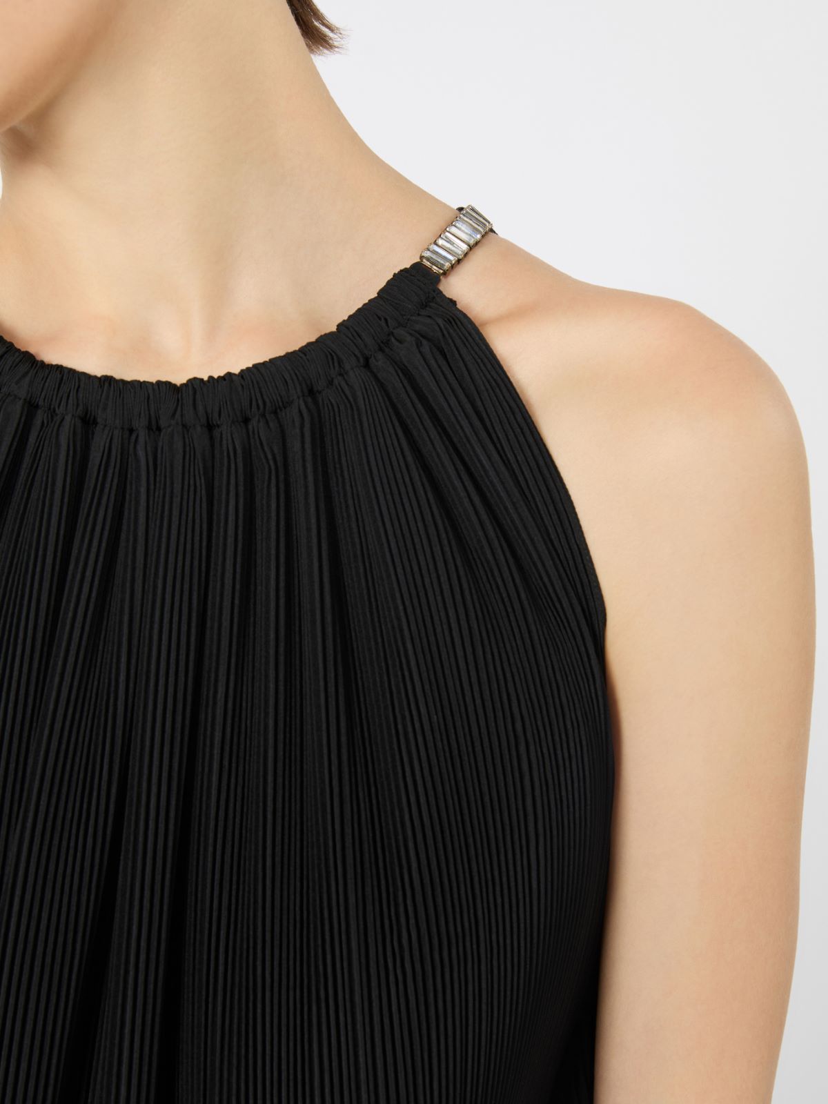 Short sleeveless dress in pleated taffeta - BLACK - Max Mara - 4
