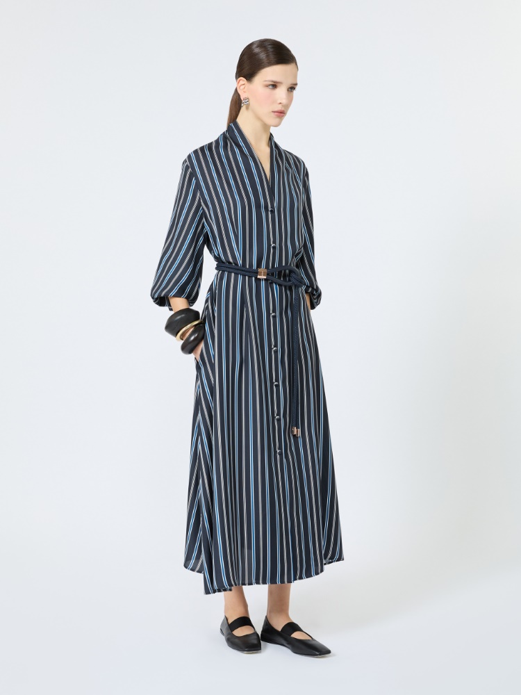 Printed twill shirt dress - ULTRAMARINE