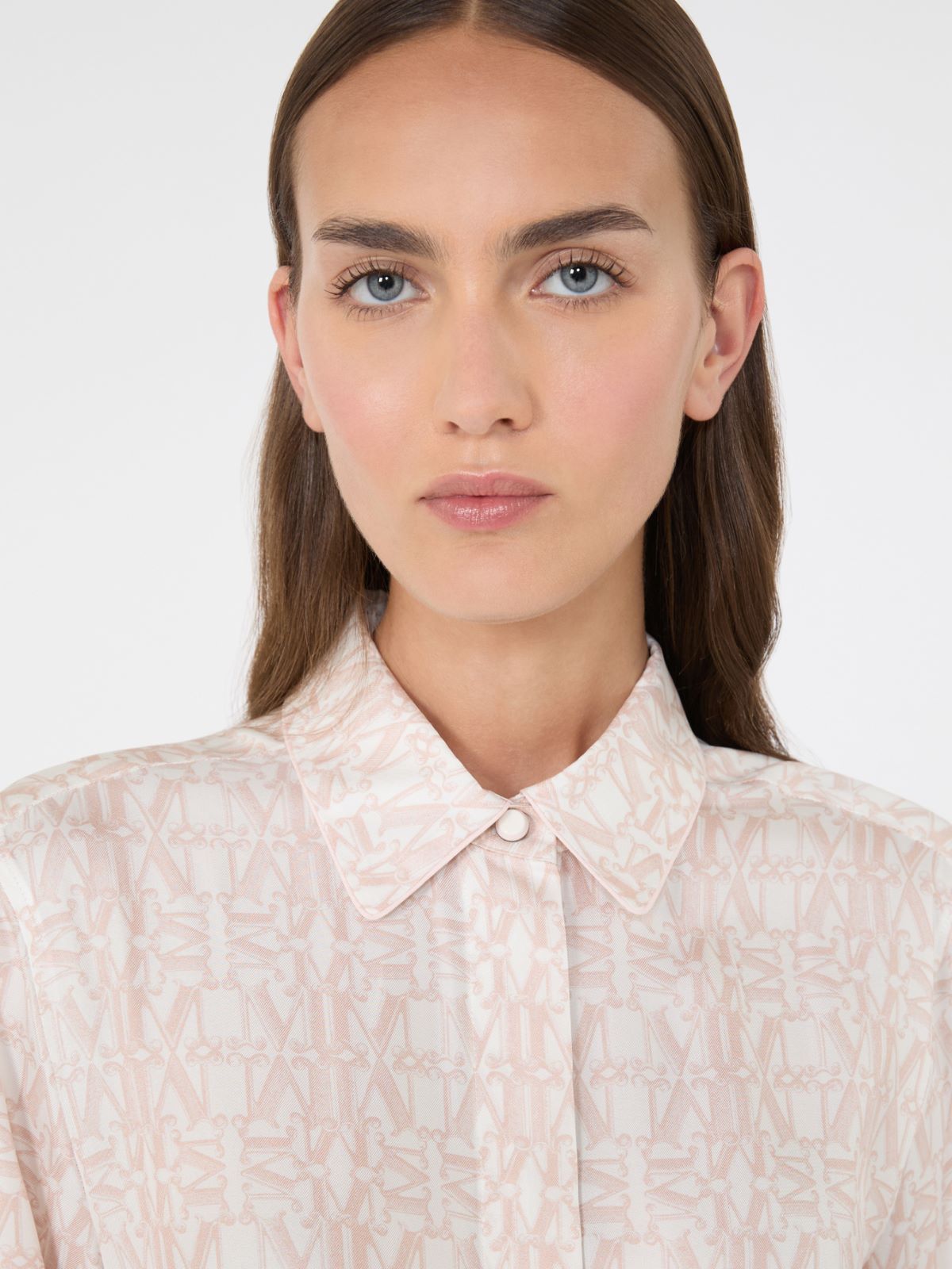 Long printed silk shirt dress - POWDER - Max Mara - 4