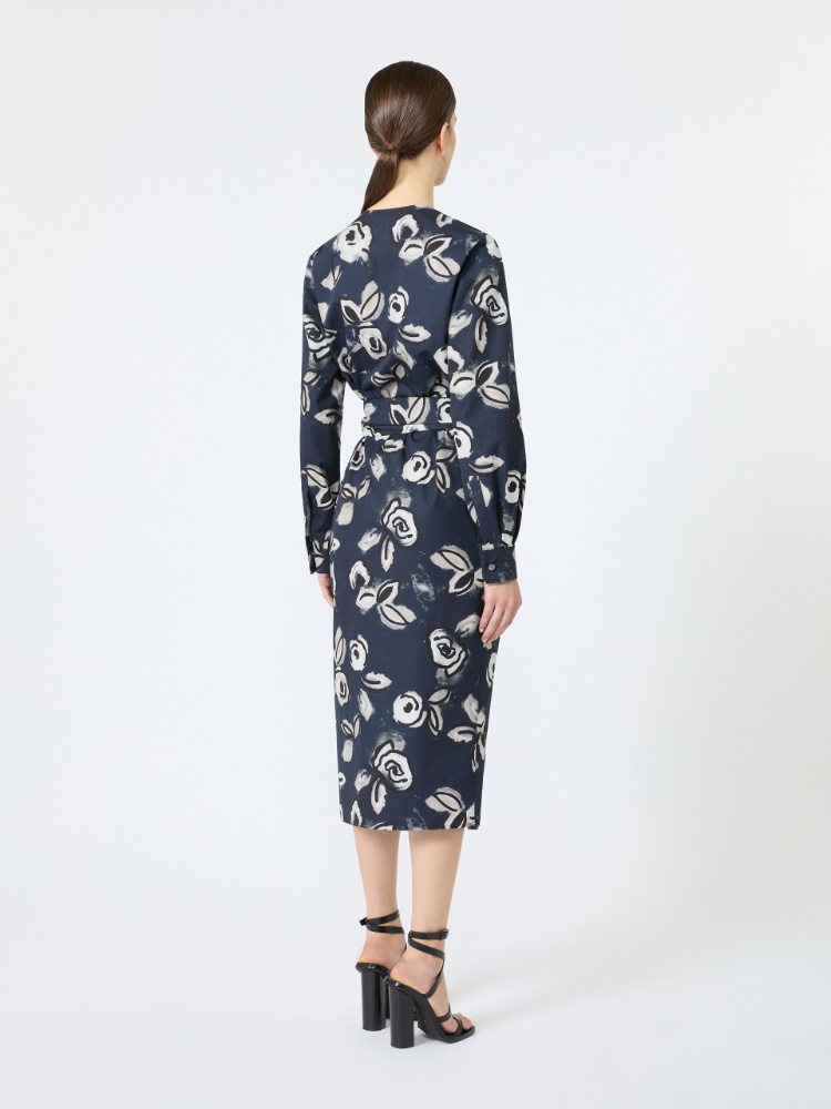 Printed poplin wrap dress - ULTRAMARINE - 3