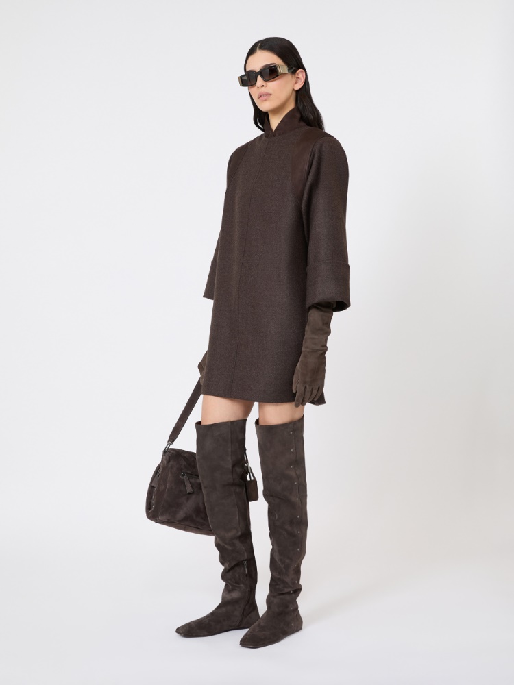 Wool flannel short dress - MUD