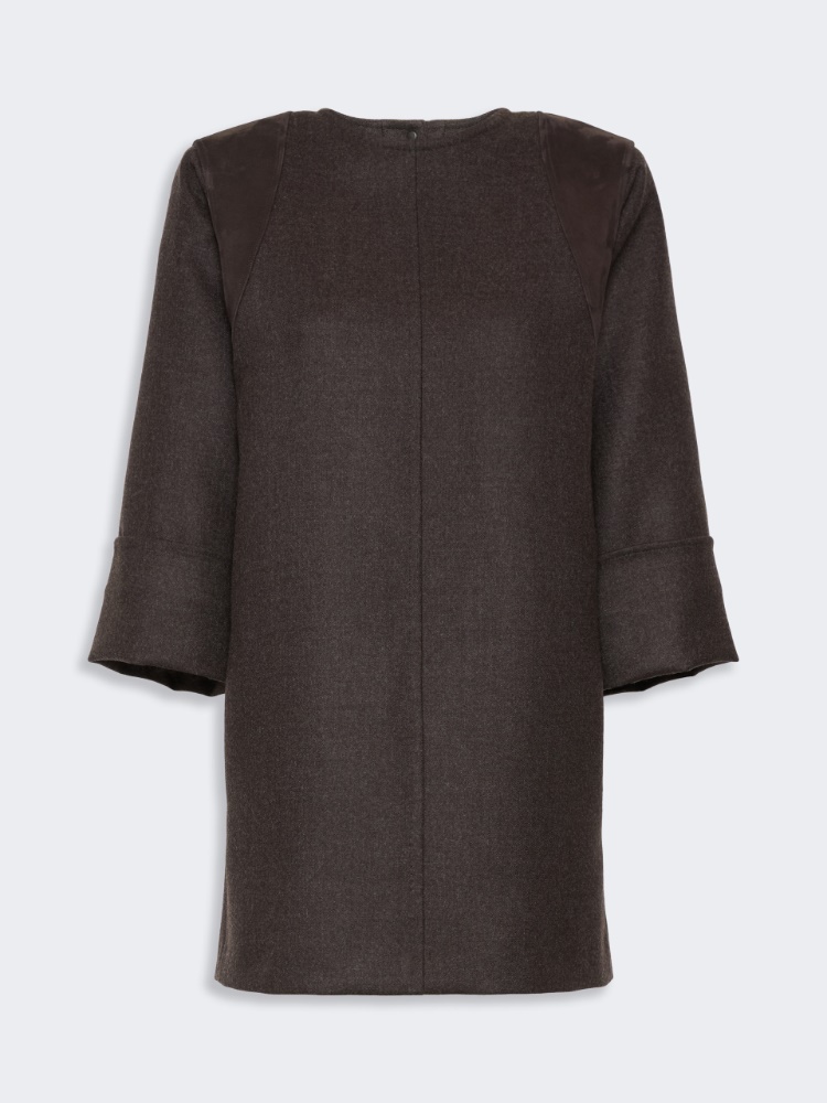 Wool flannel short dress - MUD