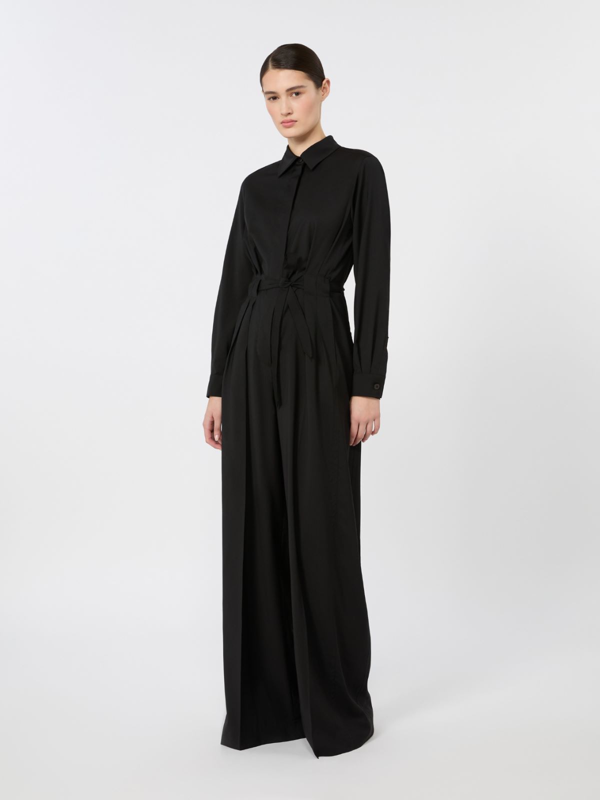 Pure wool canvas jumpsuit - BLACK - Max Mara - 2