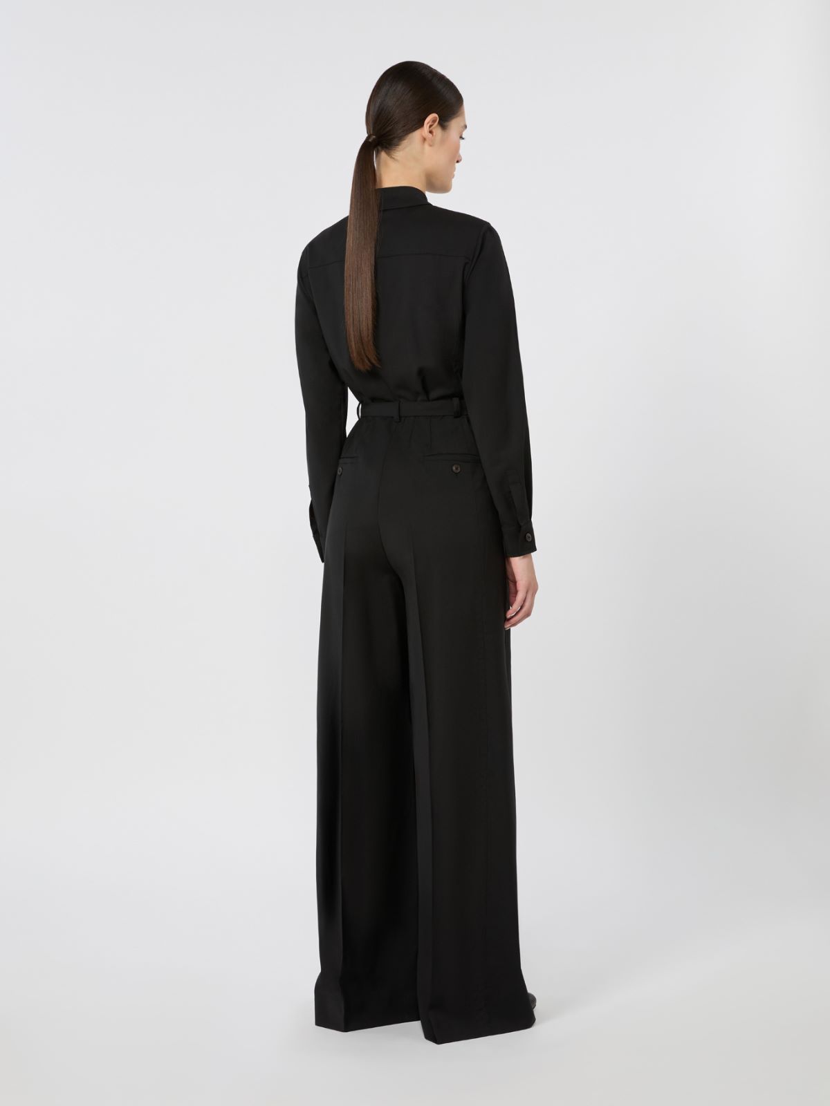 Pure wool canvas jumpsuit - BLACK - Max Mara - 3