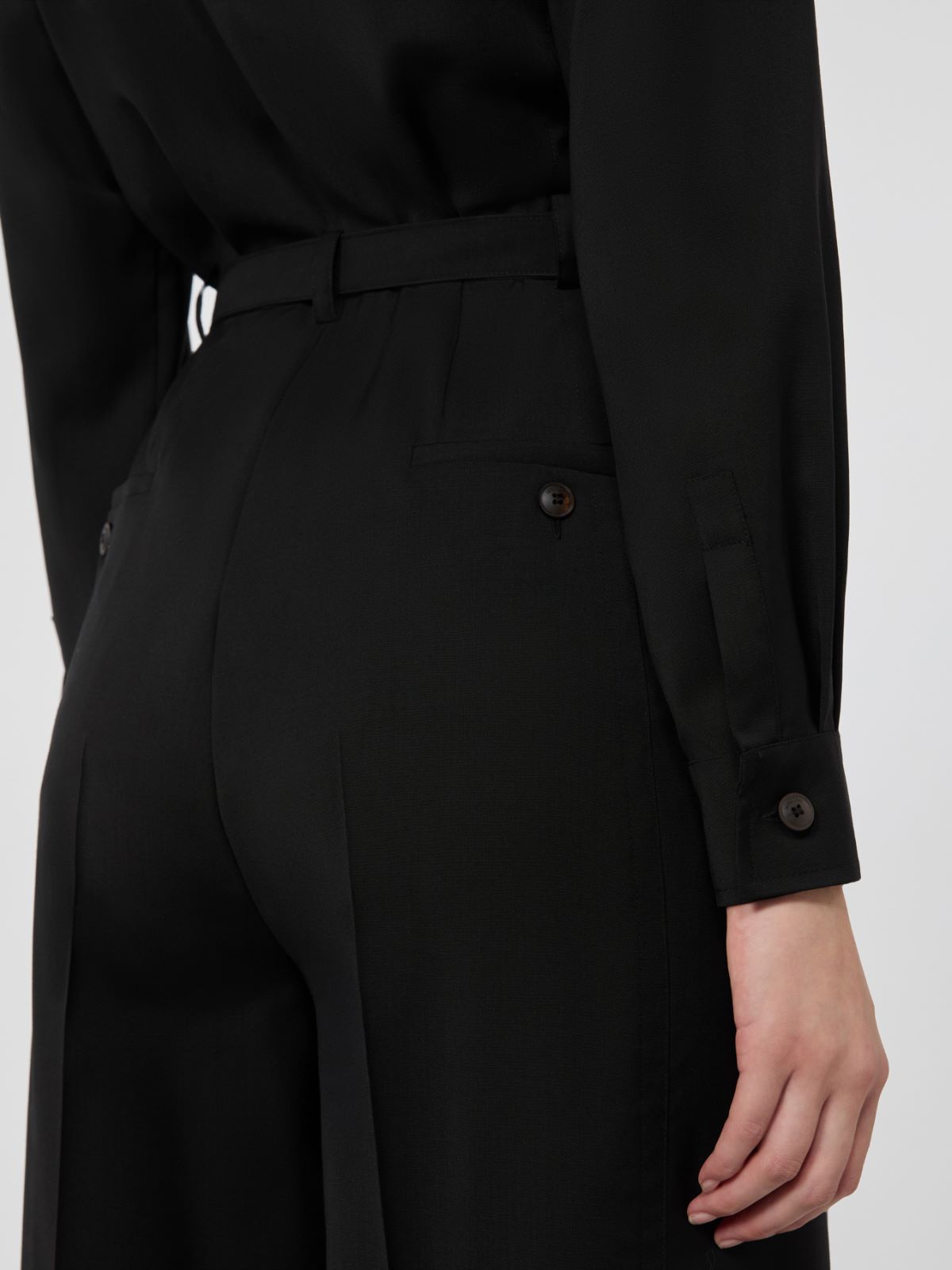 Pure wool canvas jumpsuit - BLACK - Max Mara - 5