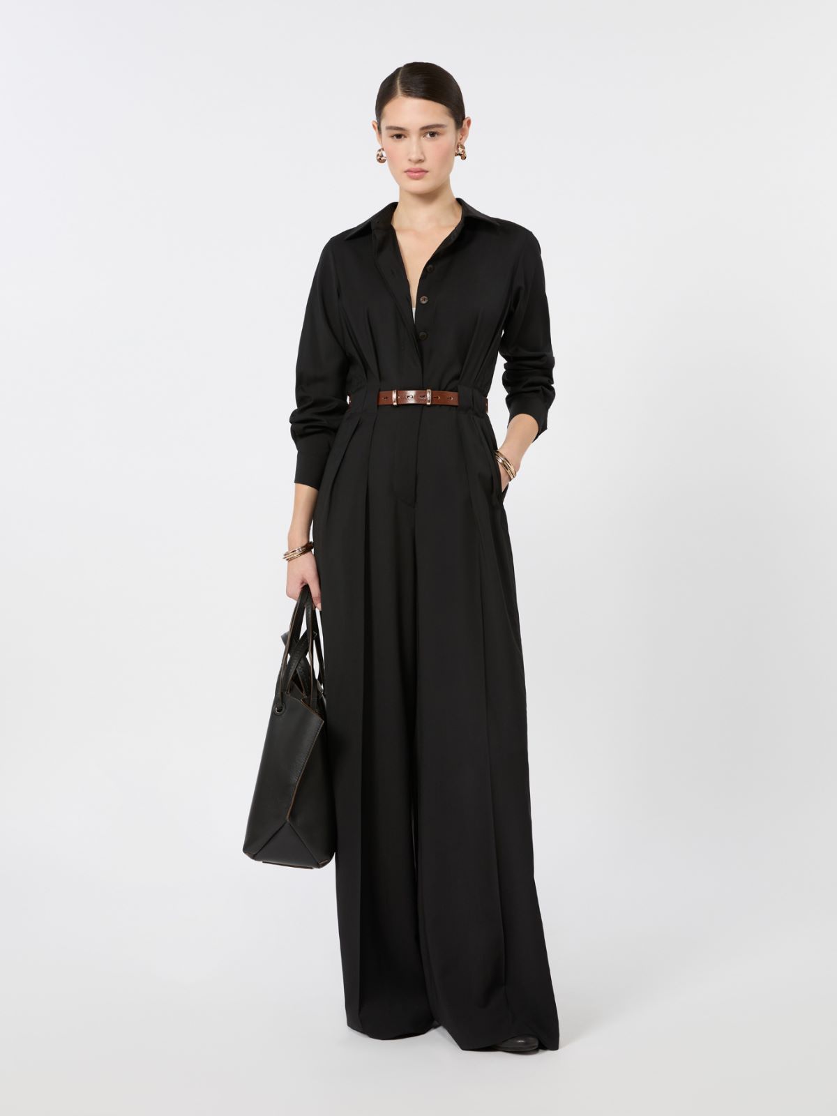 Pure wool canvas jumpsuit - BLACK - Max Mara