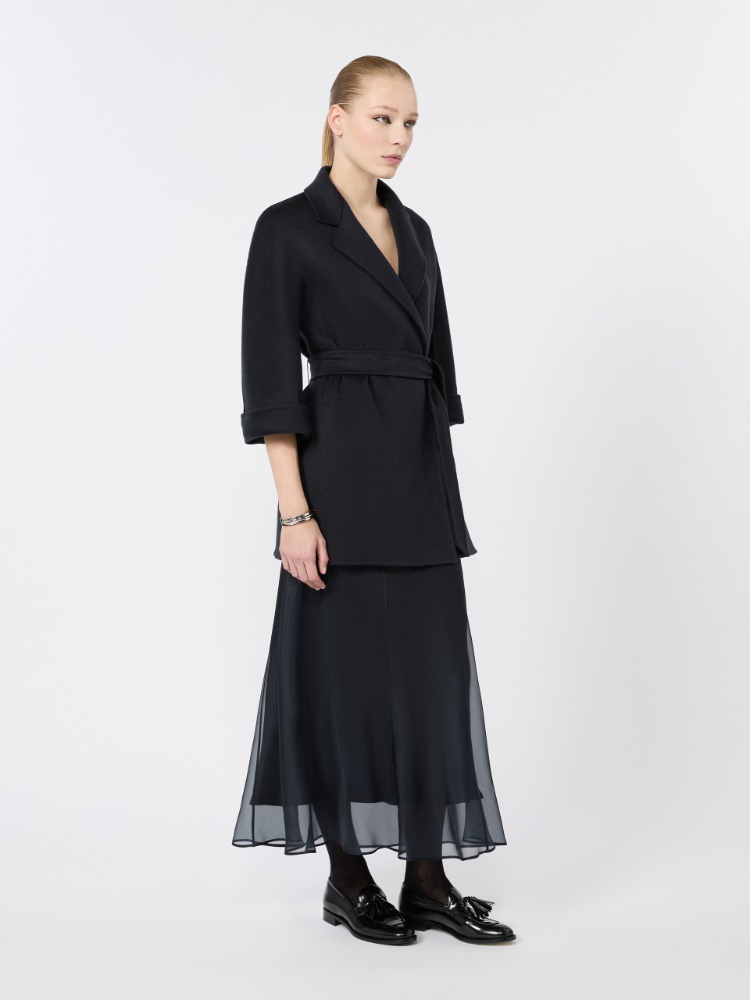 Boxy, silk organza blouse - ULTRAMARINE