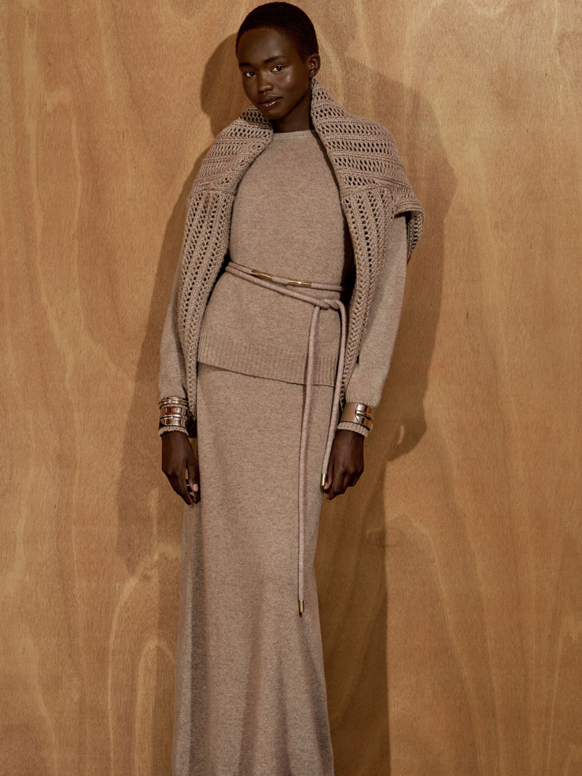 Long cashmere yarn skirt + SAND - Max Mara