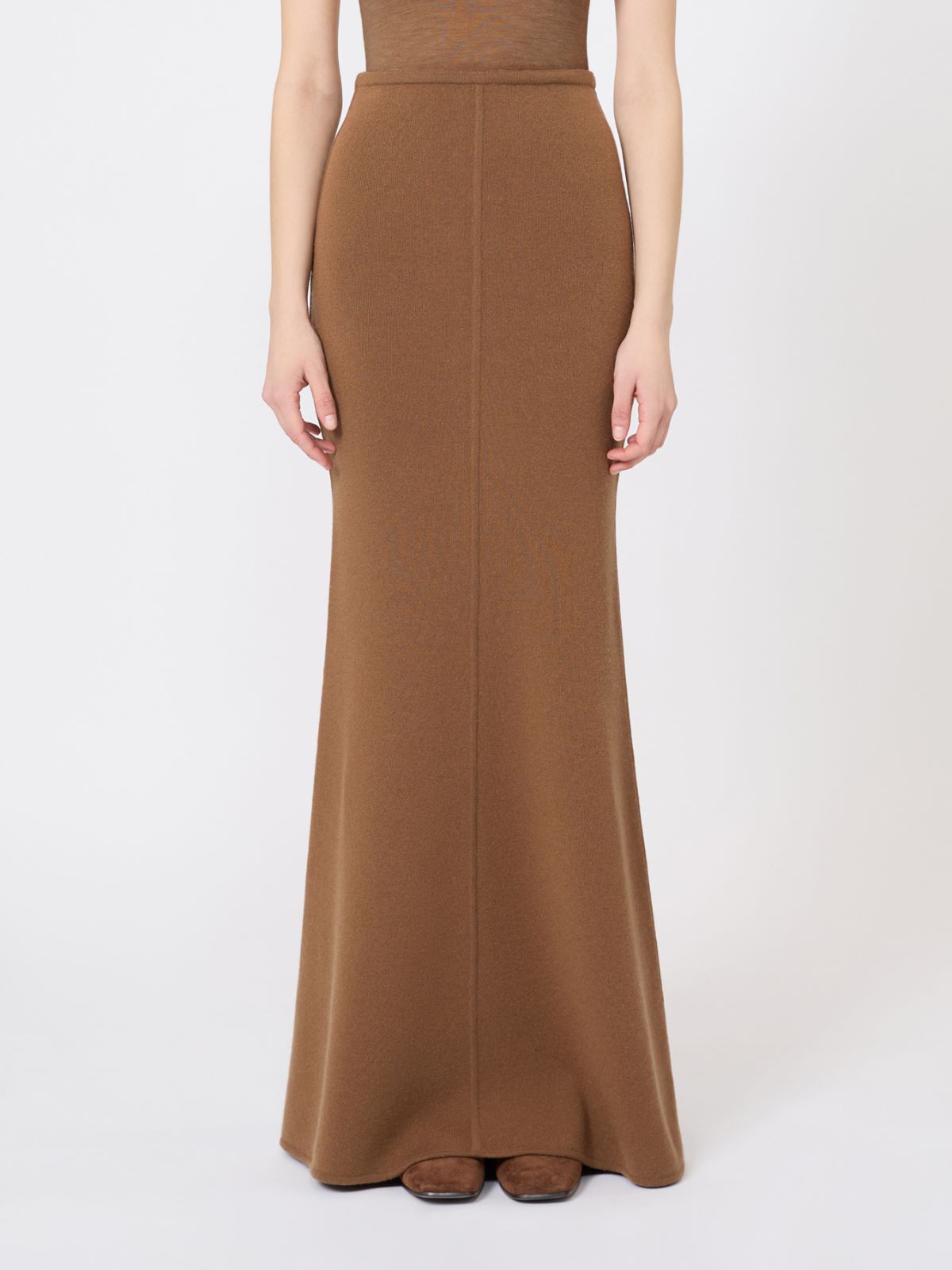 Wool and cashmere yarn skirt - CAMEL - Max Mara - 2