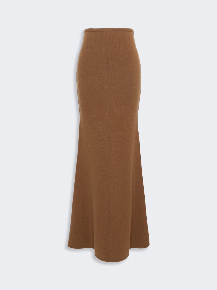 Wool and cashmere yarn skirt - CAMEL