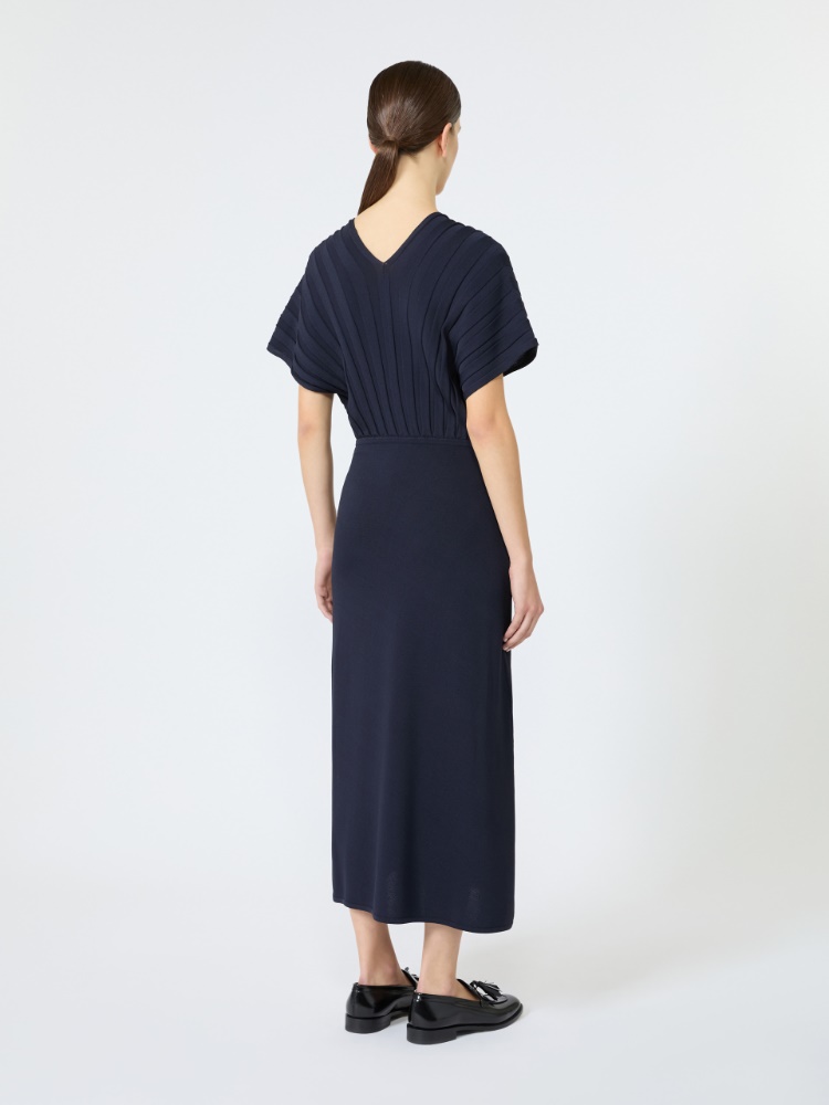 Rib-knit viscose crepe dress - ULTRAMARINE - 3