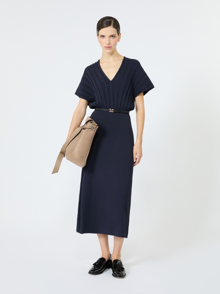 Rib-knit viscose crepe dress - ULTRAMARINE