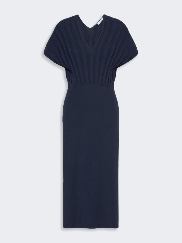 Rib-knit viscose crepe dress - ULTRAMARINE