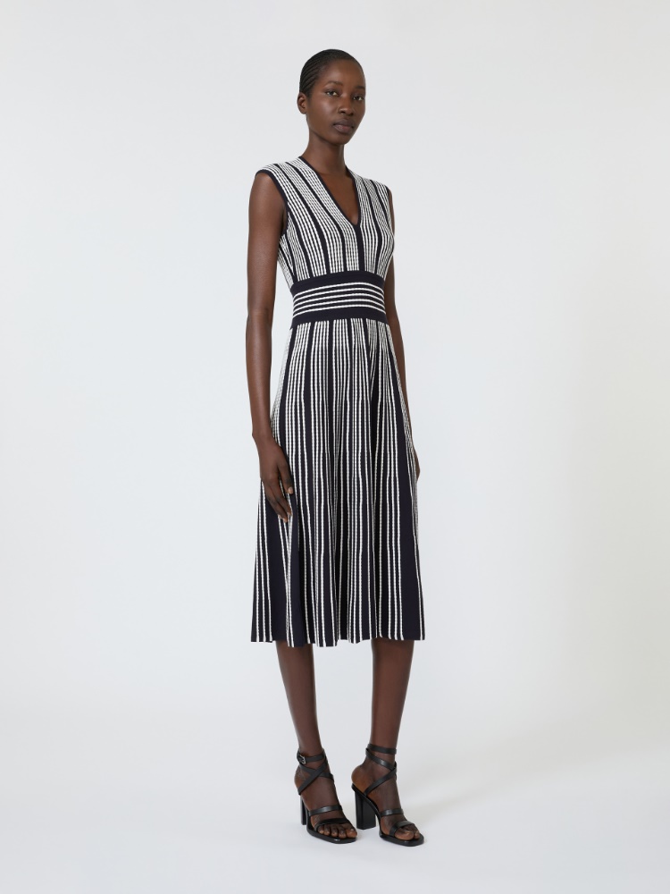Sleeveless viscose yarn dress - ULTRAMARINE - 2