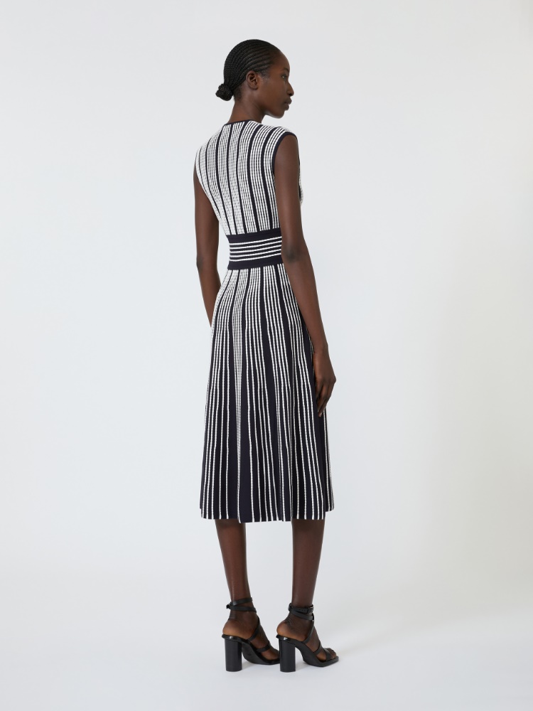 Sleeveless viscose yarn dress - ULTRAMARINE - 3