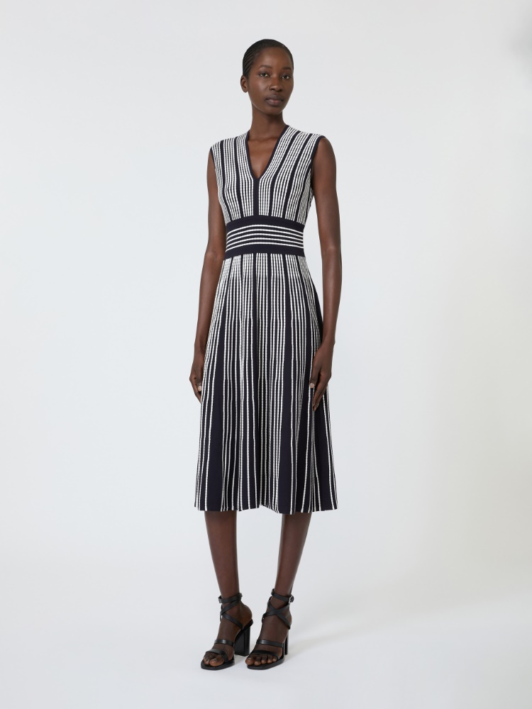 Sleeveless viscose yarn dress - ULTRAMARINE - 1