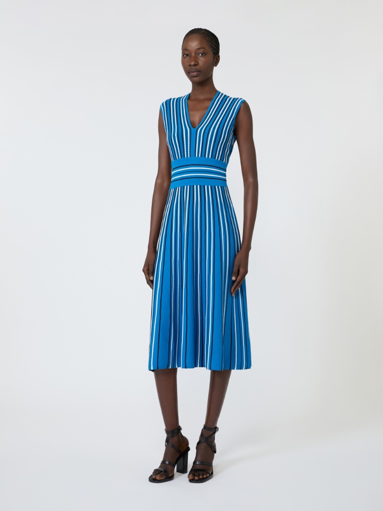 Sleeveless viscose yarn dress - OCEAN - 2