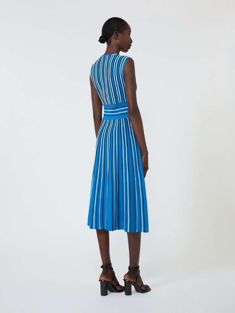 Sleeveless viscose yarn dress - OCEAN - 3