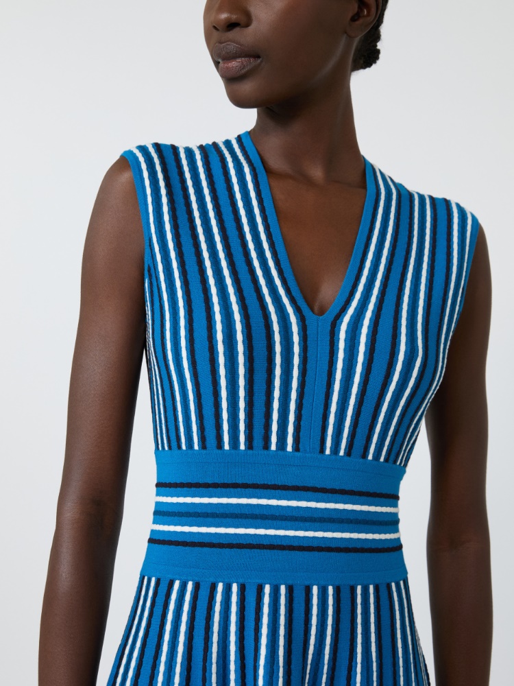 Sleeveless viscose yarn dress - OCEAN - 4