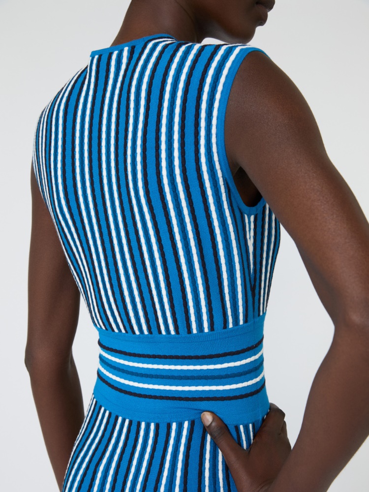 Sleeveless viscose yarn dress - OCEAN - 5