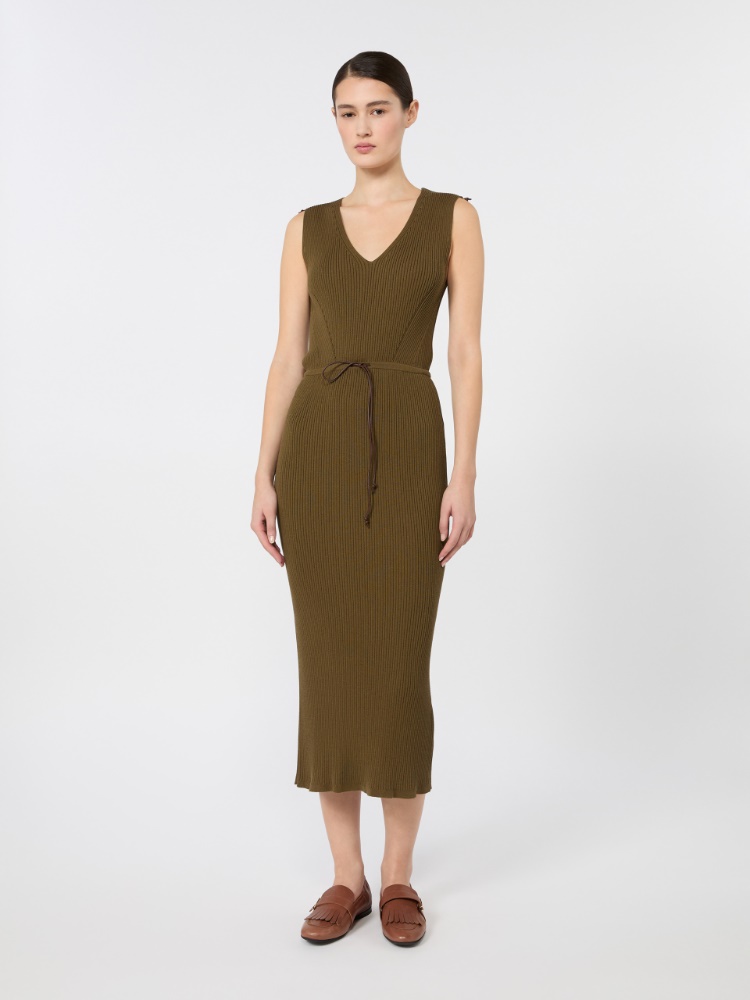 Rib-knit cotton and viscose yarn dress - MUD - 2