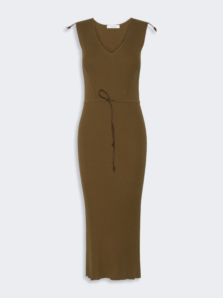 Rib-knit cotton and viscose yarn dress - MUD