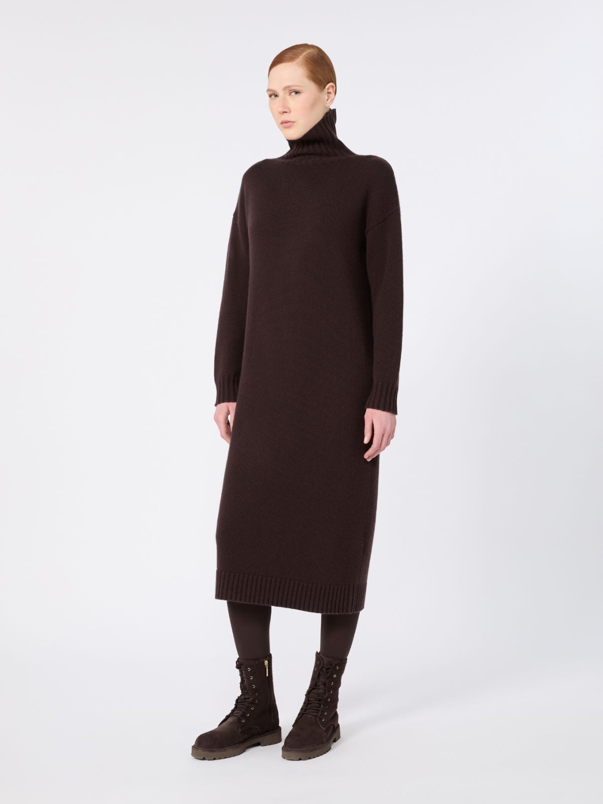 Wool and cashmere yarn dress - DARK BROWN - Max Mara - 2