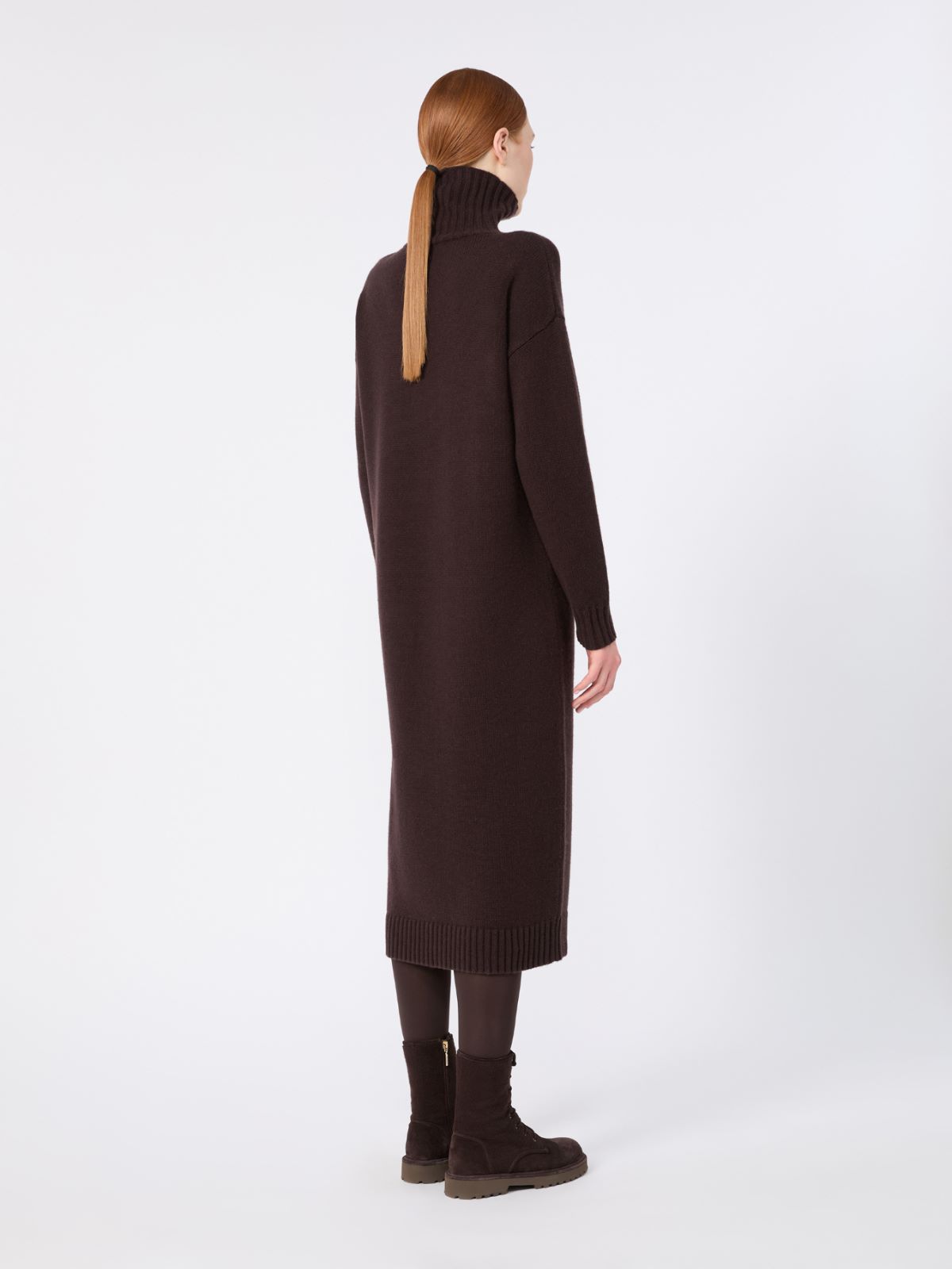 Wool and cashmere yarn dress - DARK BROWN - Max Mara - 3